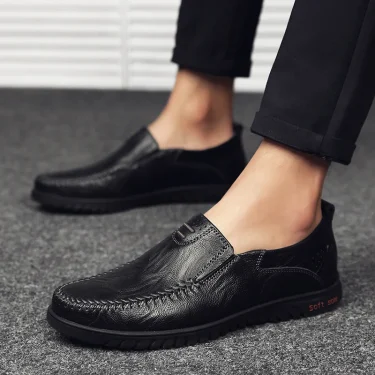Genuine Leather Men Shoes Luxury Brand 2025 Casual Slip on Formal Loafers Men Moccasins Italian Black Male Driving Shoes Men 5