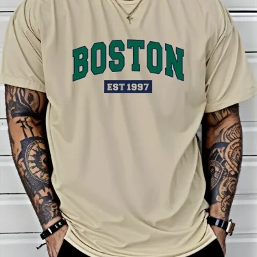Japanese simple and fresh letter pattern summer short-sleeved outdoor casual comfortable breathable men's short-sleeved T-shirt 3