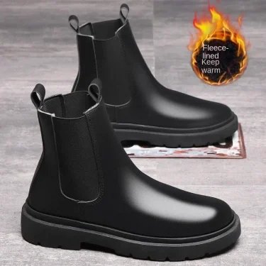 Autumn New Chelsea Boots for Men Black Men Boots Fashion Winter Slip on Ankle Boots Retro Motorcycle Booties botas para hombre 2