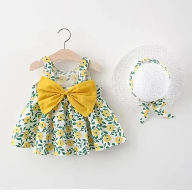 2Piece Summer Newborn Dresses Toddler Clothes Korean Cute Bow Flowers Beach Infant Princess Dress Baby Girl Clothing Set BC252 6