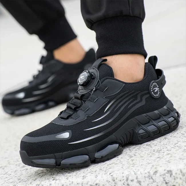 Rotating Button New Safety Shoes Men Anti-smash Anti-puncture Work Shoes Fashion Men Sport Shoes Security Protective Boots Men 6