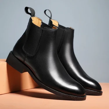 Men's Classic Retro Genuine Leather Chelsea Boots Men Fashion Ankle Boot Mens Casual British Style Short Boot High-Top Shoes 1