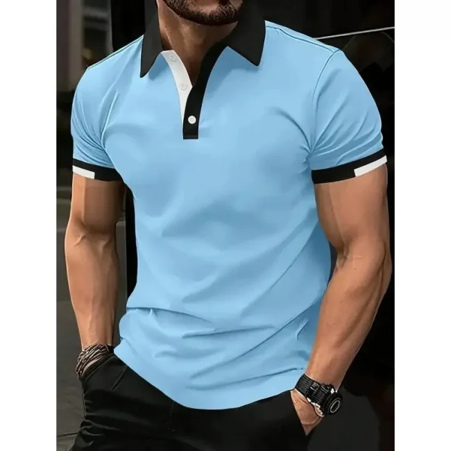 Men's Fashion Solid Color Polos T-Shirts Summer Short Sleeve 3D Printed Street Male POLO Tee 6XL Plus Size Casual Tops Pullovers 4