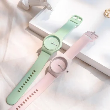 Candy Colors Student Watch INS Korean Fashion Trendy Ladies PU Leather Strap Wristwatch Simple Versatile Clock 4