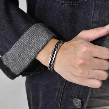 Vnox Chunky Retro Cuban Chain Bracelets for Men, Vintage Antique Stainless Steel Curb Dome Link Wristband, Cool Outfit Jewelry 5