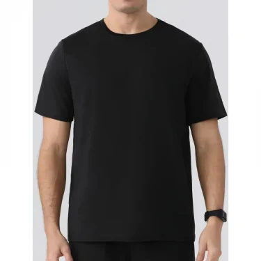2025 New men's fashion 100% cotton T-shirt Short-sleeved casual men's T-shirt crewneck loose pure white black men's top T-shirt 1
