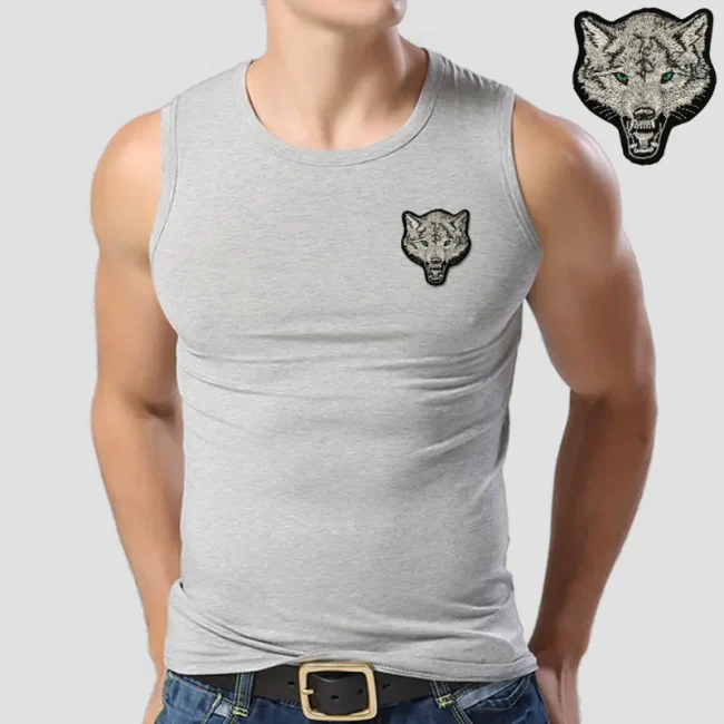 New Casual Men's Wolf T-shirts 2022 Round Neck Sleeveless Cotton embroidery Animal T shirt Men Tee Shirts Homme Camisetas Hombre 3