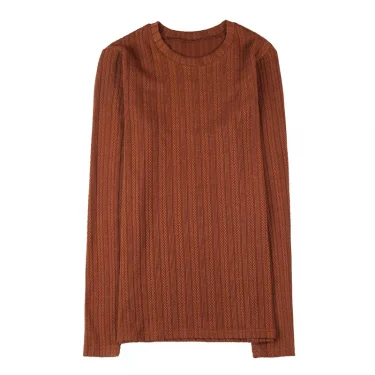Spring Autumn Men's O-Neck Casual T-Shirts Fashion Slim Fit Long Sleeve Solid Color Tees Tops Men Elastic Stripe Pullover Tshirt 5