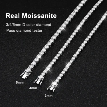 KNOBSPIN D VVS1 Moissanite Tennis Bracelet Original s925 Sterling Silver Plated 18k White Gold with GRA Bracelets for Women Man 2