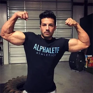 New Cotton Casual Print T-shirt Men Short Sleeve Skinny Tees Shirt Male Gym Fitness Tops Summer Sport Training Crossfit Clothing 2