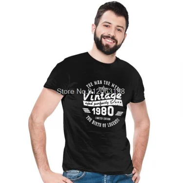 Man The The Myth 1980 T Shirt Men's Cotton T-shirts Novelty Tshirt Short Sleeve Legends Are Born In 1980 41th Birthday Gift Tee 2