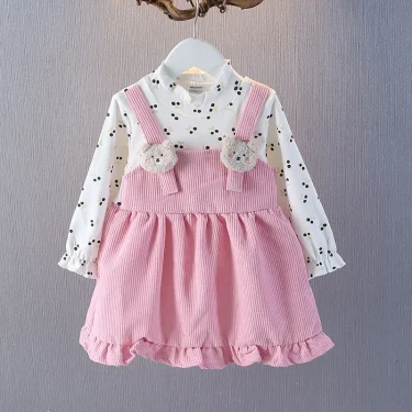 Girls Casual Dresses Cute Cherry Bear Suspenders Dress Kids Clothes for 2 To 6 Years Girls Clothes Princess Dress 3