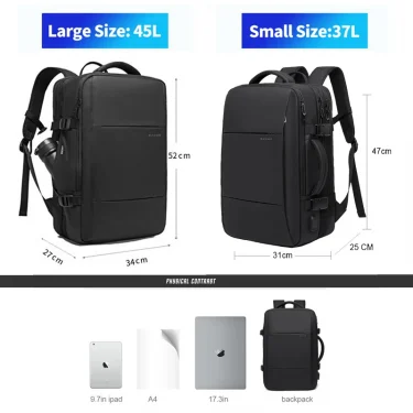BANGE Expandable Men's Backpack Waterproof 17.3 in Laptop Backpack Man Large Capacity Hiking Travel Bag Male Backpacks for Men 3