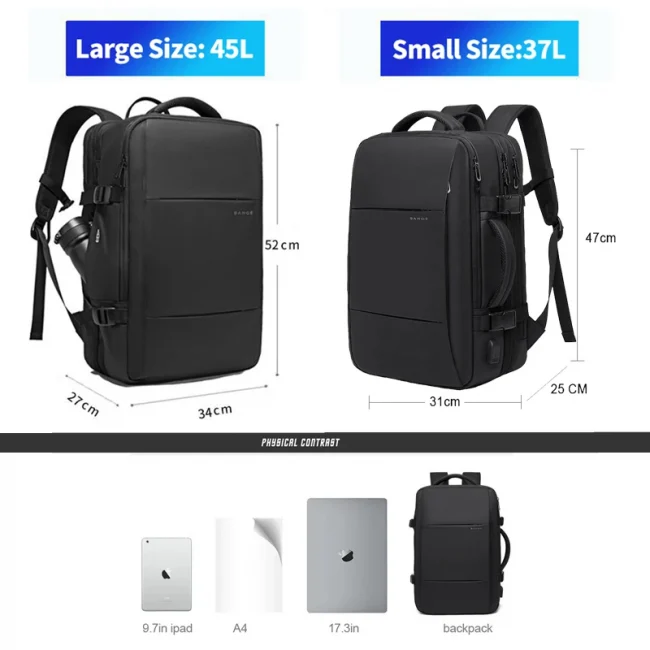 BANGE Expandable Men's Backpack Waterproof 17.3 in Laptop Backpack Man Large Capacity Hiking Travel Bag Male Backpacks for Men 3