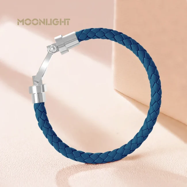 MOONLIGHT Classic Style Genuine Braided Leather Bracelets for Women Simple U-shaped Couples Bracelet Female Man Jewelry Gift 6
