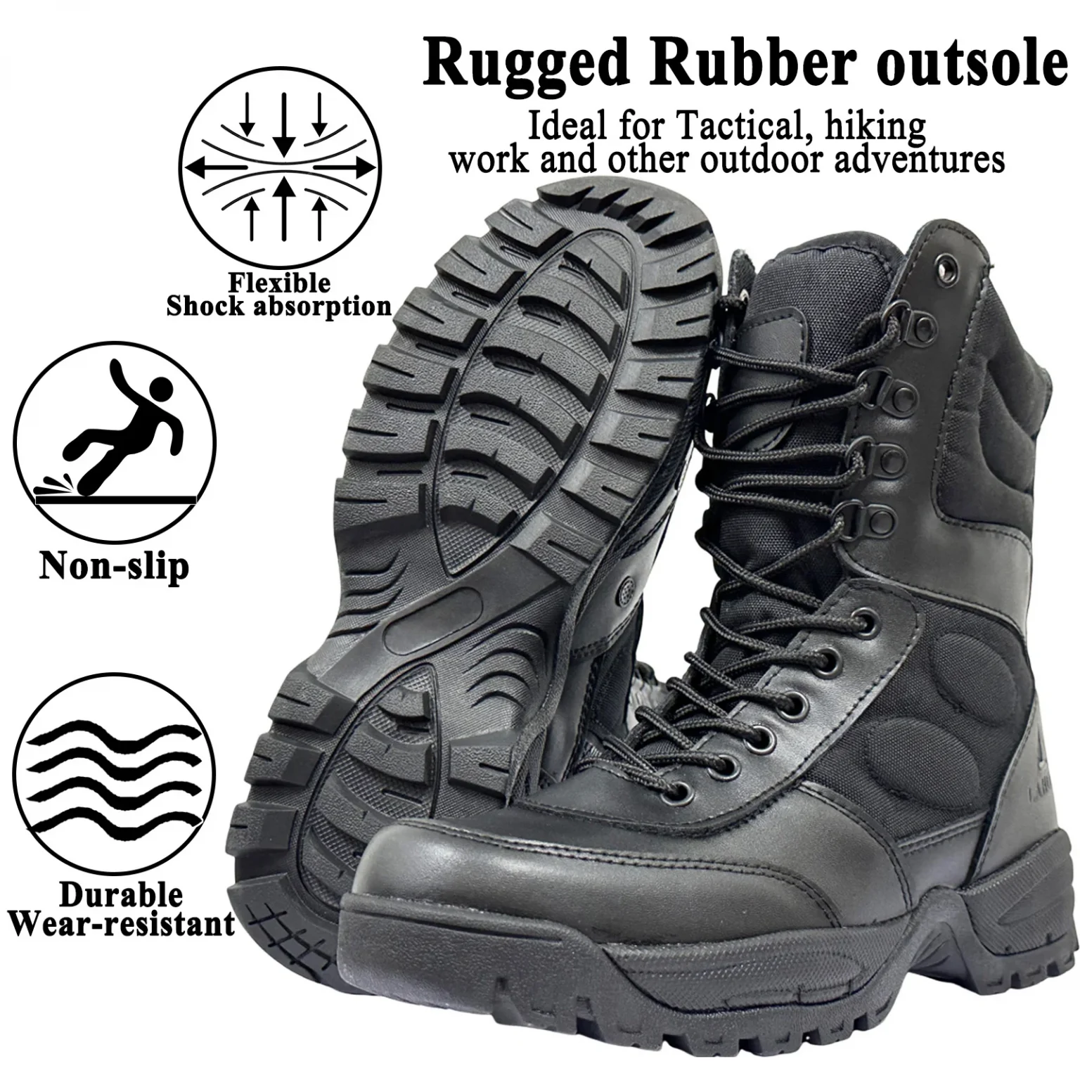 LAHORS Brand Lightweight Cowhide Leather Tactical Boots Men's Boots Desert Combat Boots Outdoor Hiking Boots Ankle Shoes Men 4