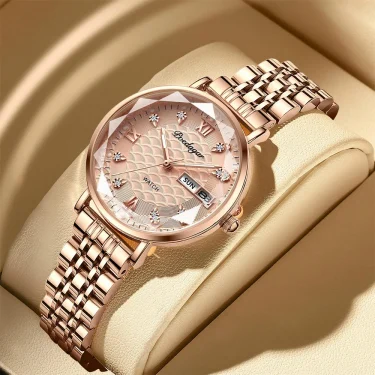 POEDAGAR Watch Women New Fashion Luxury Stainless Steel Wristwatch Bracelet Simple Rose Gold Waterproof Luminous Ladies Watches 2