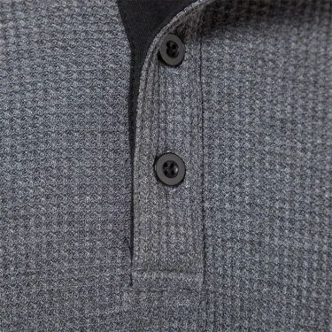 Fashion Waffle Cotton T Shirt Men Autumn New Slim Fit Long Sleeve Henley Tshirt Men Streetwear Casual Solid Color T-Shirt 5
