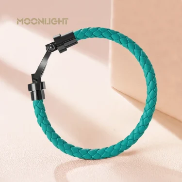 MOONLIGHT Classic Style Genuine Braided Leather Bracelets for Women Simple U-shaped Couples Bracelet Female Man Jewelry Gift 4