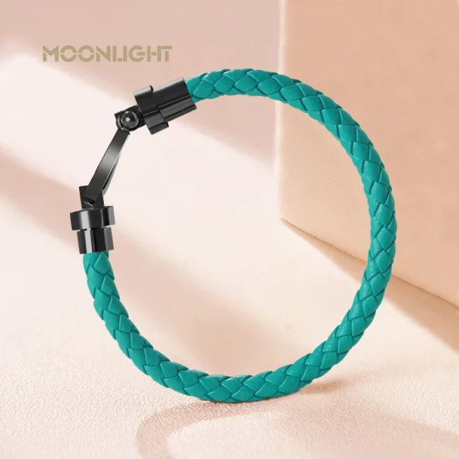 MOONLIGHT Classic Style Genuine Braided Leather Bracelets for Women Simple U-shaped Couples Bracelet Female Man Jewelry Gift 4