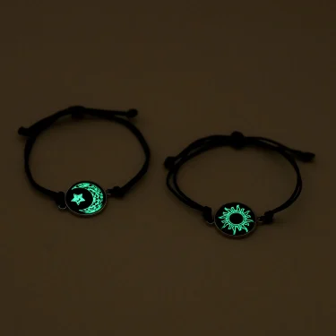 Romantic Luminous Sun Moon Couple Bracelets for Women Men Handmade Braided Rope Matching Bracelet Valentine's Day Jewelry Gifts 5