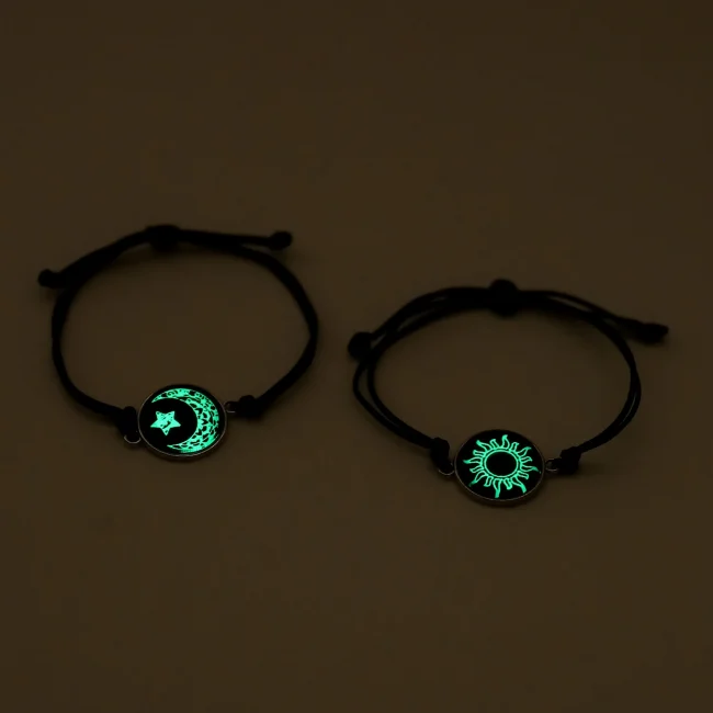 Romantic Luminous Sun Moon Couple Bracelets for Women Men Handmade Braided Rope Matching Bracelet Valentine's Day Jewelry Gifts 5
