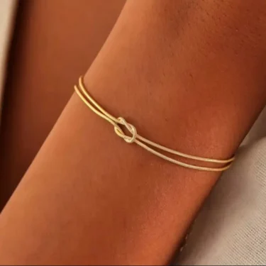 Stainless Steel Knot Snake Chain Bracelet for Couple Handmade Knot Bracelet Gold Silver Color Valentine's Day Jewelry Gifts 3