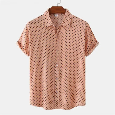 Fashion Solid Colored Dots Hawaiian Shirt Men Casual Short Sleeves Summer 3d Printed Button Blouse Tops Street Button Shirts 4