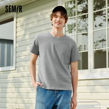 Semir Short Sleeve T-Shirt Men Pure Cotton Bottoming Shirt 2025 New Spring Solid Color Inner Layer Top Versatile White T-Shirt 2