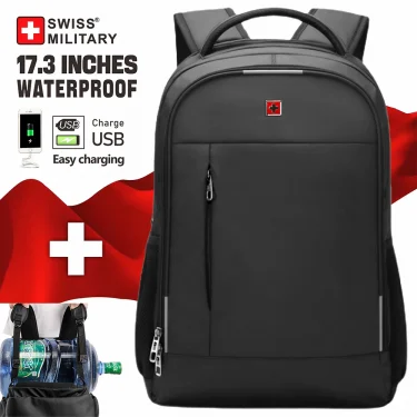 SWISS MILITARY Men Laptop Backpack 17 Inch Fashion Business Backpack School Waterproof Usb Large Capacity Bag Mochilas Chest Bag 1