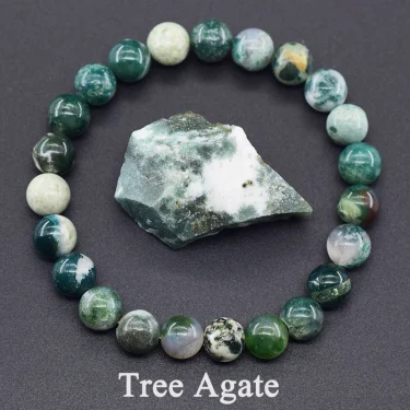 Genuine Tree Patterned Agates Beads Bracelet Woman Real Natural Moss Agates Bracelets Man Energy Stones for Healing Fengshui 1