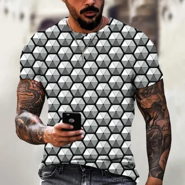 Fashion T-Shirts For Men 3d Irregular Pattern Men's Clothing Street Designer Short Sleeved Oversized Top Tees Casual Sportswear 3