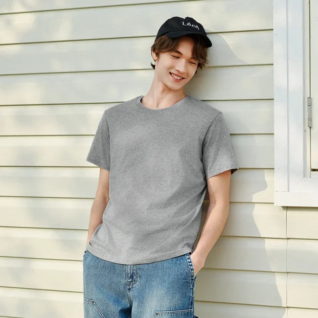 Semir Short Sleeve T-Shirt Men Pure Cotton Bottoming Shirt 2025 New Spring Solid Color Inner Layer Top Versatile White T-Shirt 6
