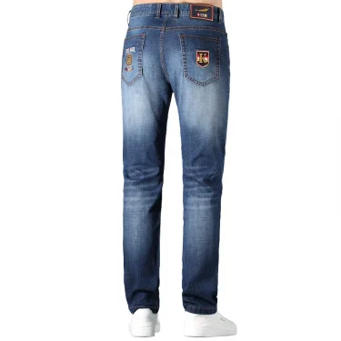 2025 Classic Mid Rise Jeans Thin Stretch Cotton Trousers Bruce&Shark Fashionable Embroidered Jeans Man Straight leg Big Size 42 2