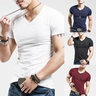 New Men T Shirt Fitness V neck Man T-shirt For Male Clothing T-shirts M-5XL Tops Tees ropa hombre ​футболка мужская 3