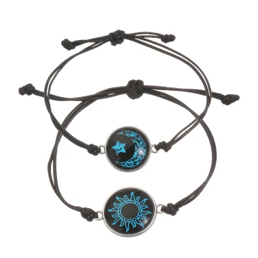Romantic Luminous Sun Moon Couple Bracelets for Women Men Handmade Braided Rope Matching Bracelet Valentine's Day Jewelry Gifts 3