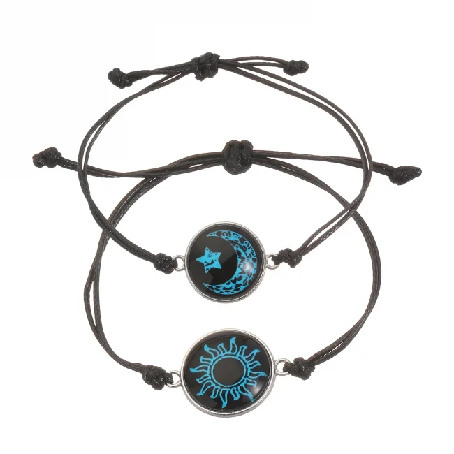 Romantic Luminous Sun Moon Couple Bracelets for Women Men Handmade Braided Rope Matching Bracelet Valentine's Day Jewelry Gifts 3