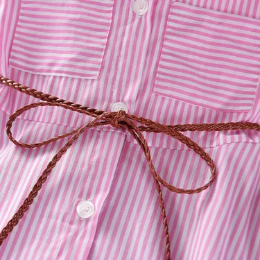 Girls Fashion Dress for Spring Autumn Striped Shirt Design with Trend Stylish and Comfortable Dress Girls Casual Dresses 6