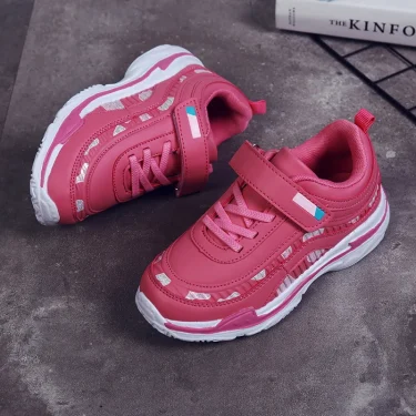 Kids Girls Shoes Leather Platform Sneakers Children Lightweight Pink Purple Running Sports Tennis Girls Sneaker 3
