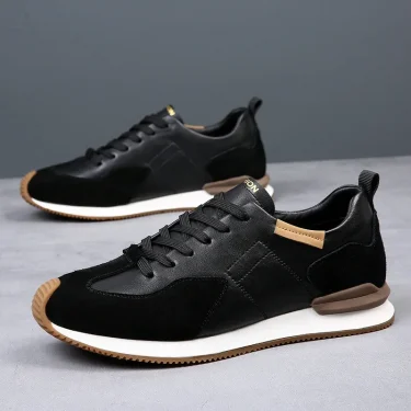 Sneakers Men Elevator Shoes Men's Genuine Leather Casual Taller Shoes Man Hidden Heels 5cm Heighten Inner High rise Lift Shoes 4