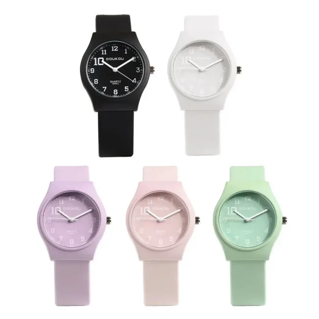 Candy Colors Student Watch INS Korean Fashion Trendy Ladies PU Leather Strap Wristwatch Simple Versatile Clock 6