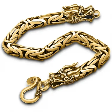 Stainless Steel Silver Color Gold Color Black Dragon Clasp Rock Chain Men Bracelet Bangle Hip-Hop Jewelry Gifts New Fashion 2