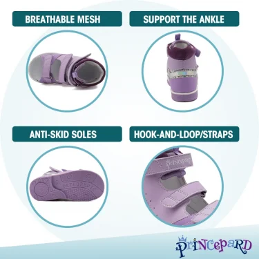 Princepard Orthopedic Shoes for Boys and Girls, High Top Toddlers and Kids Corrective Sandals for Flat feet and Tiptoe Walking 2