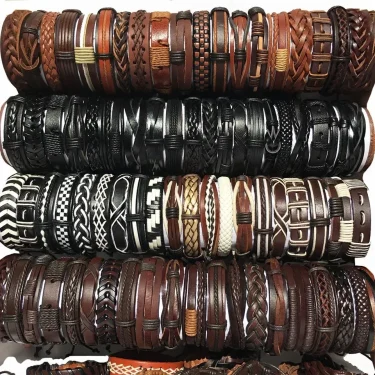 5Pcs/Lot Bulk Vintage Leather Charm Bracelets For Men Women Mix Styles Adjustable Bangle Fashion Jewelry In Wholesale 2
