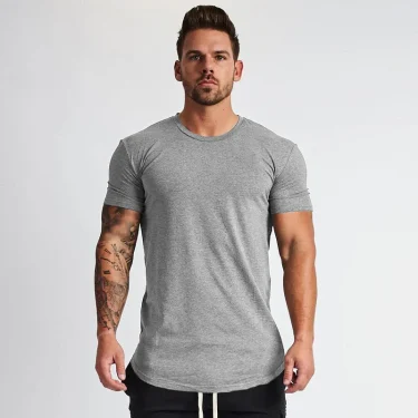 Muscleguys New Plain Clothing fitness t shirt men O-neck t-shirt cotton bodybuilding tee shirts slim fit tops gyms tshirt Homme 1