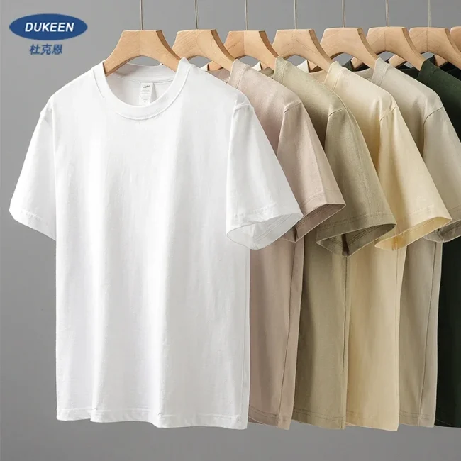 DUKEEN 8.1Oz 230gsm Men's Pure Cotton T Shirts 2025 Summer New Oversizes Solid Color T-Shirts for Men and Women Customizable 2