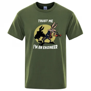 Trust Me Im An Engineer T Shirt For Men Pure Cotton Vintage T-Shirt Round Neck Engineering Tees Classic Man Clothes Oversized 2