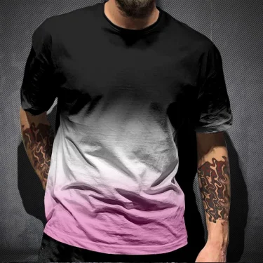 Simple Gradient T Shirts For Men Trend Summer Crew Neck Fashion 3D Printed Short Sleeve T-shirts Loose Casual Streetwear Tees 3