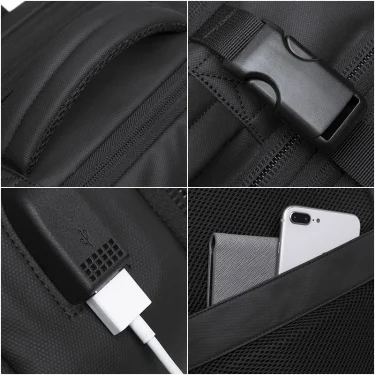 BANGE Travel Backpack Men Business Backpack School Expandable USB Bag Large Capacity 17.3 Laptop Waterproof Fashion Backpack 5