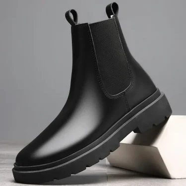 Autumn New Chelsea Boots for Men Black Men Boots Fashion Winter Slip on Ankle Boots Retro Motorcycle Booties botas para hombre 1